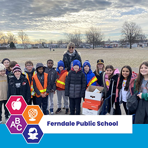 Students outside on Winter Walk Day.