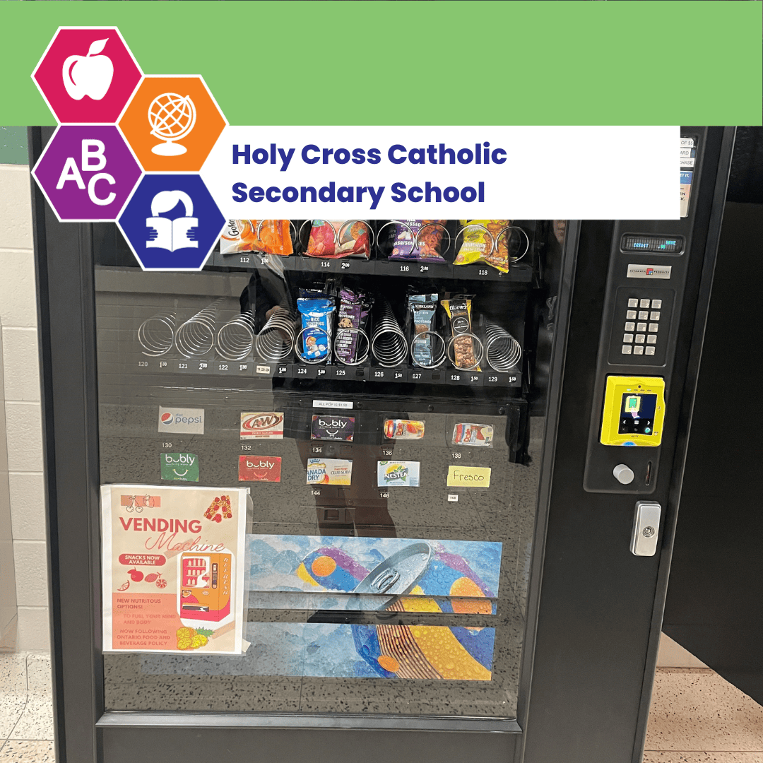 Vending machine with healthy snack options.