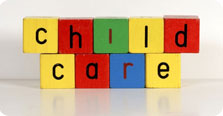 Child Care written in toy blocks