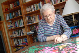 Senior woman doing a puzzle