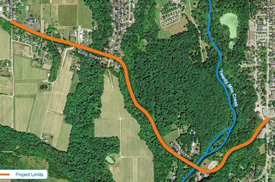 A map showing the project location on King Street (Regional Road 81)