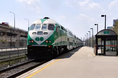 GO Train parked at a station