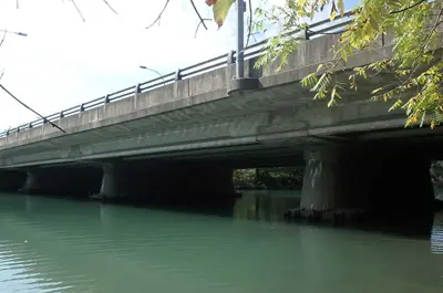 Water passes under the Niagara Street bridge
