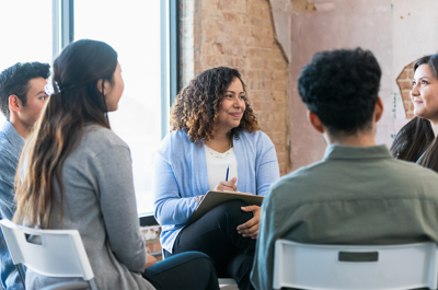 group of people talking