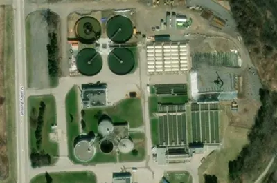 This aerial view shows the plant during the early stages of Phase 1 construction.
