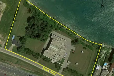 This map shows the location of the Grimsby Water Treatment Plant on North Service Road in Grimsby