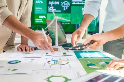 Group of people planning climate change plan