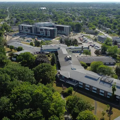 An aerial view of the Linhaven long-term care facility
