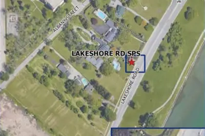This map shows the current location of the Lakeshore Road Sewage Pumping Station on Lakeshore Road in Fort Erie.
