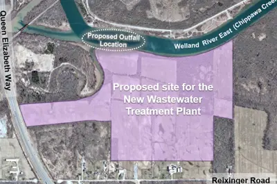 A map of the proposed site for the new Wastewater Treatment Plant